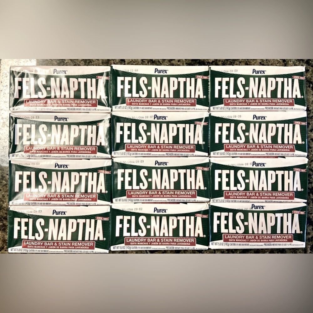 Fels-Naptha Laundry Bar Soap, Solid 5,5 oz Box Pack of 12